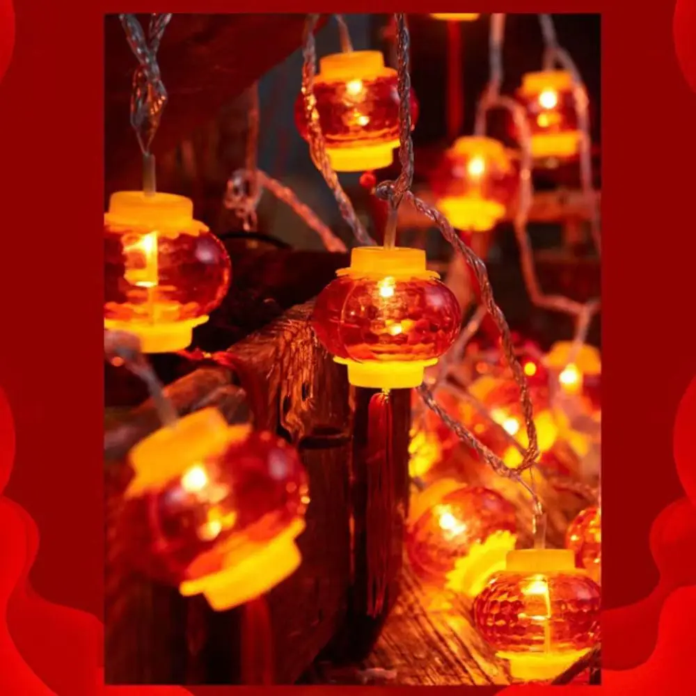 Spring Festival LED String Lights Red Lantern Decorations Red 10/20 Lights New Year Chinese Style Party Decor String