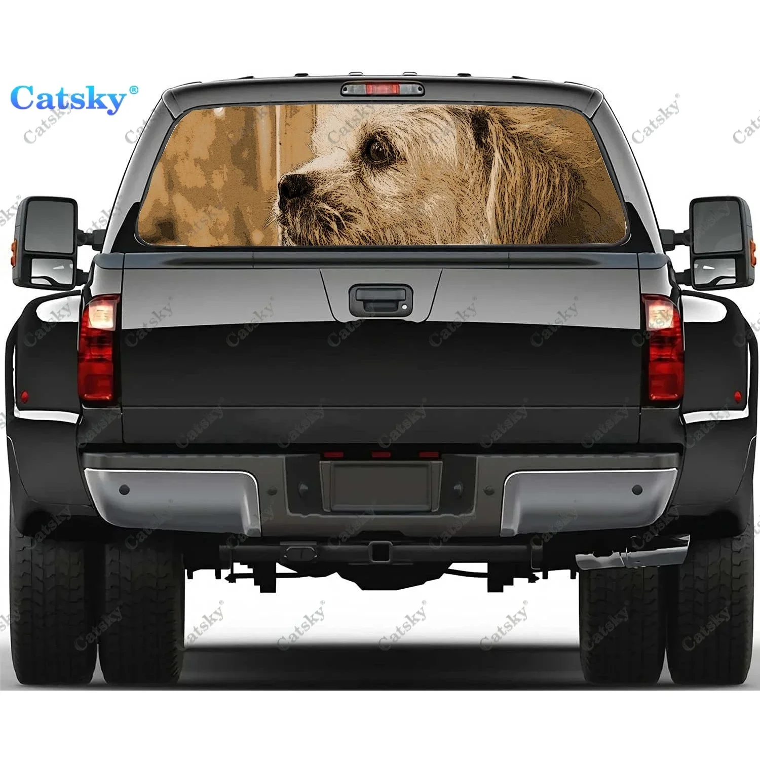

Shih Tzu Rear Window Decals for Trucks,Pickup Window Decal,Rear Window Tint Graphic Perforated Vinyl Truck Stickers
