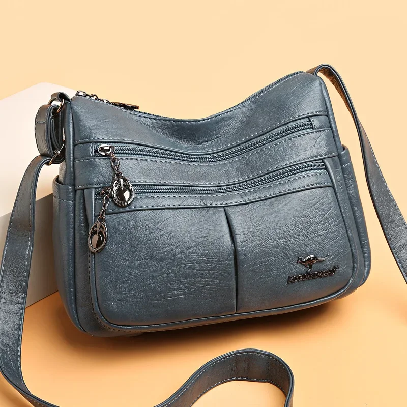Borsa da donna borsa a tracolla Multi-tasca con struttura in PU per anziani di mezza età a tracolla di moda semplice