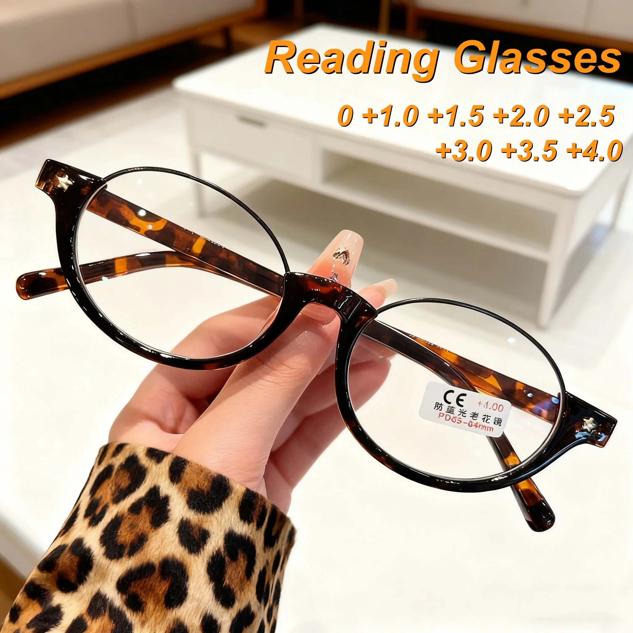 

Retro Personalized HD Inverted Half Frame Women's Reading Glasses Ultra Light Neutral High Quality Anti Blue Light Glasses
