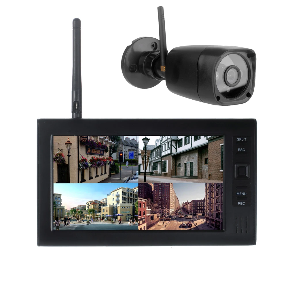 Wireless Security Camera DVR System with 720P Camera and 7 Inch LCD Manual Loop Video Recording Photo 30M Transmit Range