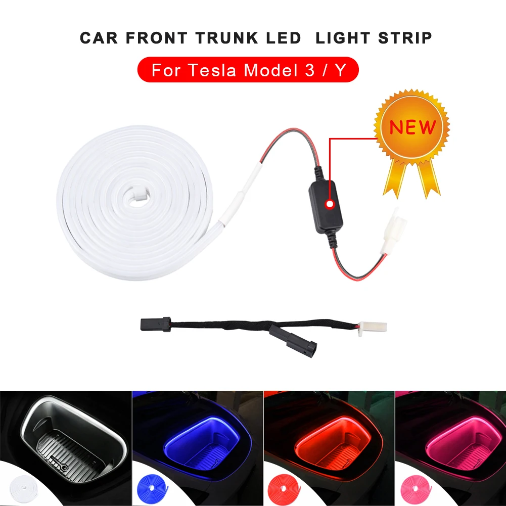 Samochodowa listwa oświetleniowa przedniego bagażnika Frunk Brighten LED Surround Lighting Strip Zmodyfikowane zestawy oświetlenia przestrzeni ładunkowej dla Tesla Model 3 Y