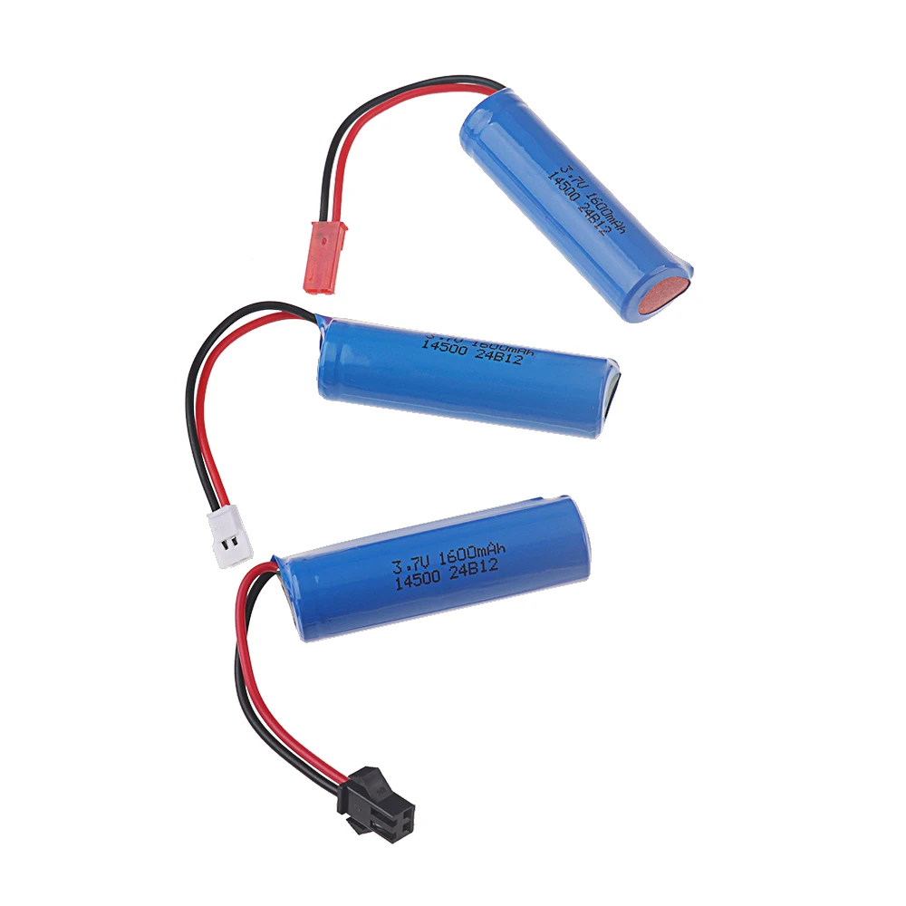 14500 1S 2S 3.7V 7.4V 1600mAh Li-ion Battery For Electric Toys water bullet gun toys accessory Battery with SM JST SM3P SM4P