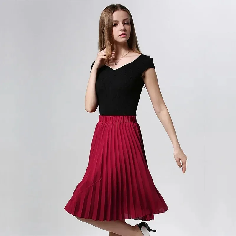 Women Chiffon Pleated Skirt 2024 Summer Vintage High Waist Tutu Skirts Womens Harajuku Style Jupe Female Skirts Short Dresses