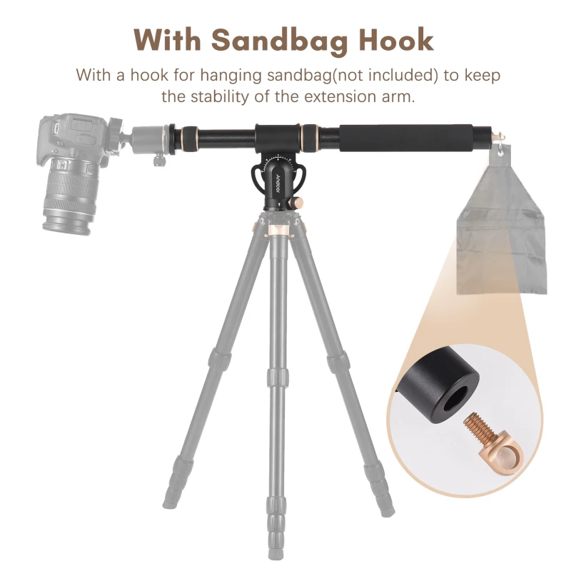 Andoer Universal Tripod Extension Arm Aluminum Alloy Detachable Extender Horizontal Centre Column for Tripod 48-106cm Tripod