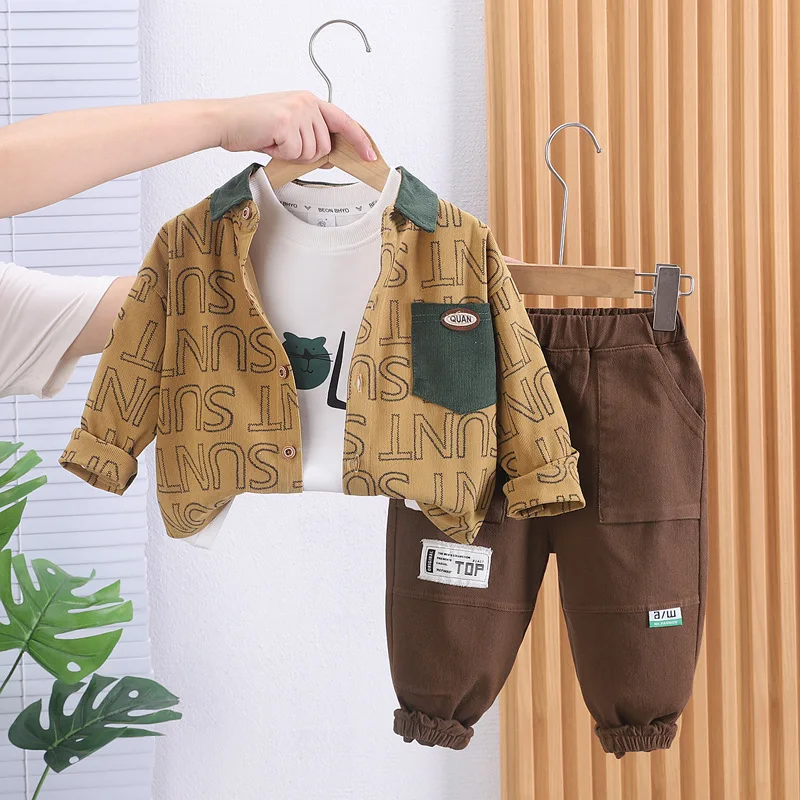 

Toddler Outfits 2023 Spring Autumn Baby Boy Clothes Free Shipping Letter Printed Long Sleeve Shirts + T-shirts + Pants Kids Set