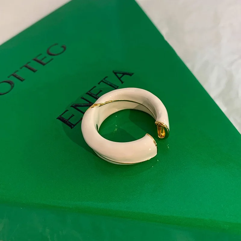 Personality Trendy Enamel Gold Color Ladies Wedding Rings Gifts Wholesale Hand Jewellery Accessories Never Fade