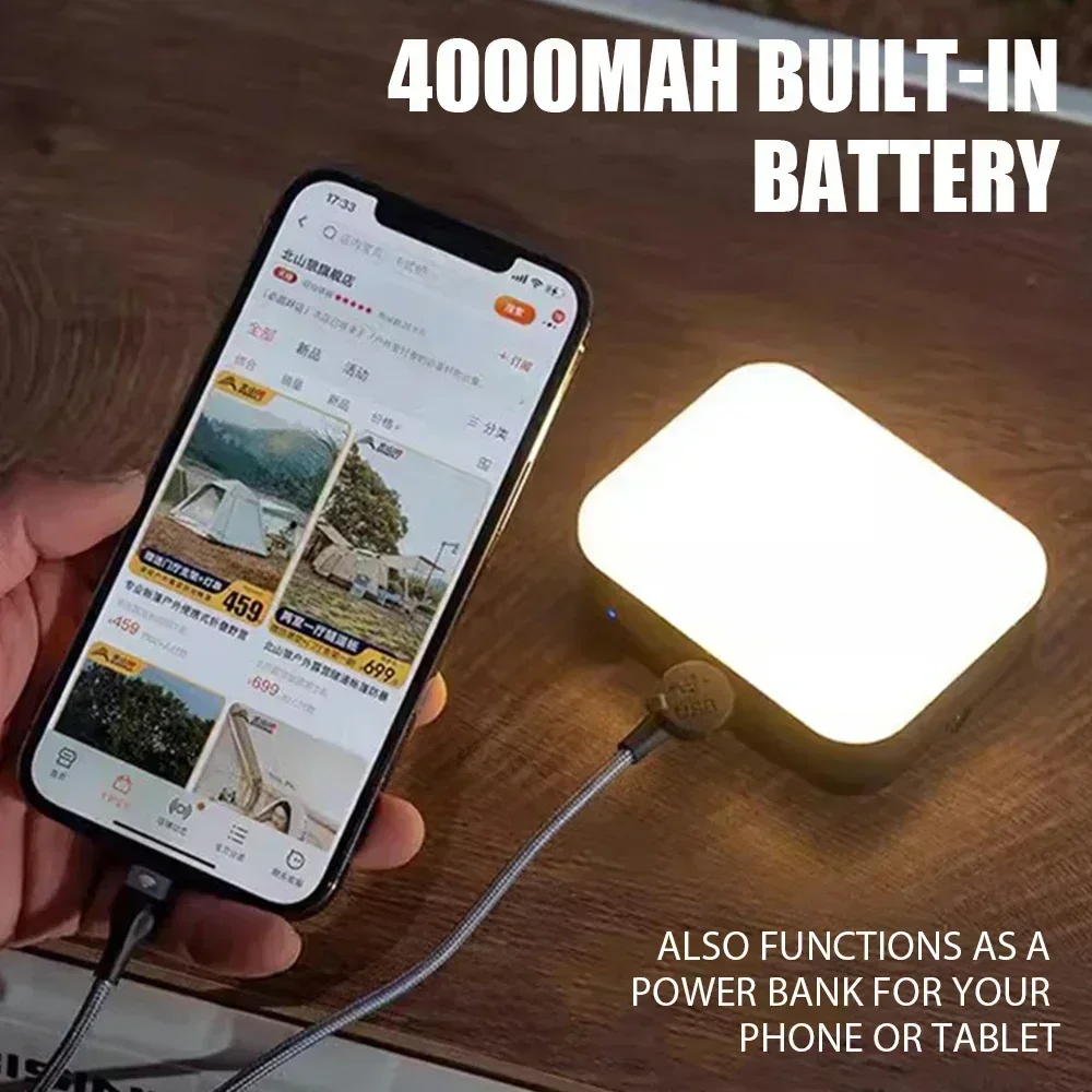 4000MaH Camping Lamp Portable Hanging Tent Light Solar PowerRechargeable Power Bank Work Lantern For Outdoor Camping BBQ Party