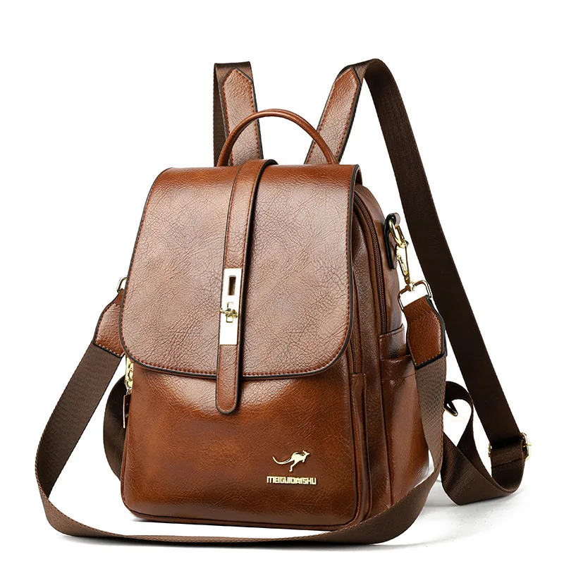 Genuine Leather Shoulder Bag Female Fashion Ladies Backpack Commuter Hundred Large Capacity Single Shoulder Bag