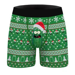 Cross border New Product Christmas 3D Digital Printing Men's Breathable Underwear Comfortable Underwear Flat Corner Pants