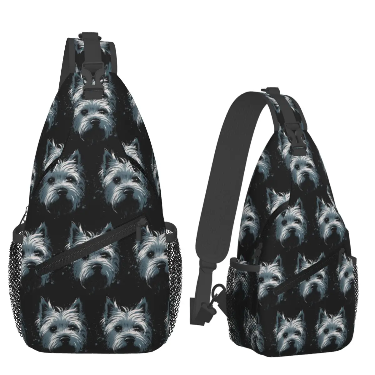 Westie Dog West Highland White Terrier Chest Bag Men Sling Crossbody Backpack Chest Bag Travel Hiking Daypack Shoulder Bag