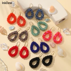 INKDEW Small Earrings National Flag Colors Water Drop Earrings for Women Handmade Beads Crystal Earrings Gift  Jewelry EA124
