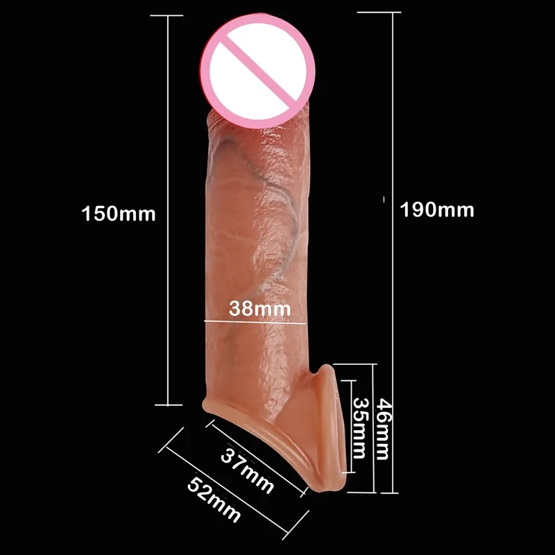 FXINBA 19cm Realistic Silicone Penis Extender Sleeve Delay Ejaculation Reusable Condoms Sex Toys For Men Cock Sleeve