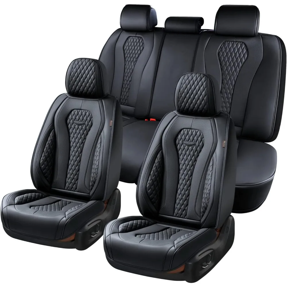 

Leather Seat Covers Full Set, 5 Seats Universal for Cars, Waterproof Luxury Leatherette Cushions, Front and Rear Protectors, Au