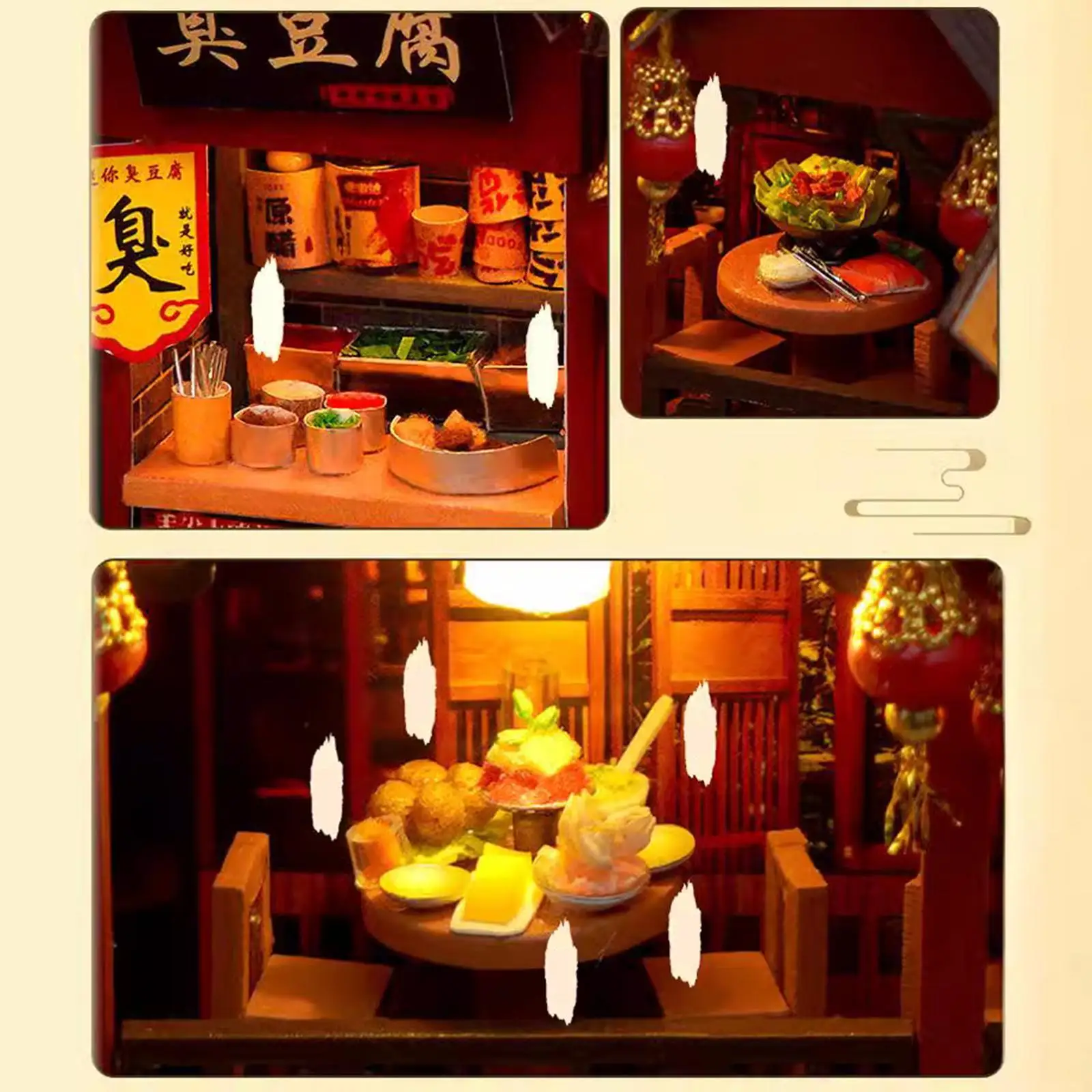 Boekenkast Boekenplank Inzetstuk 3D Houten Puzzel Decoratief met Licht Poppenhuis Hout