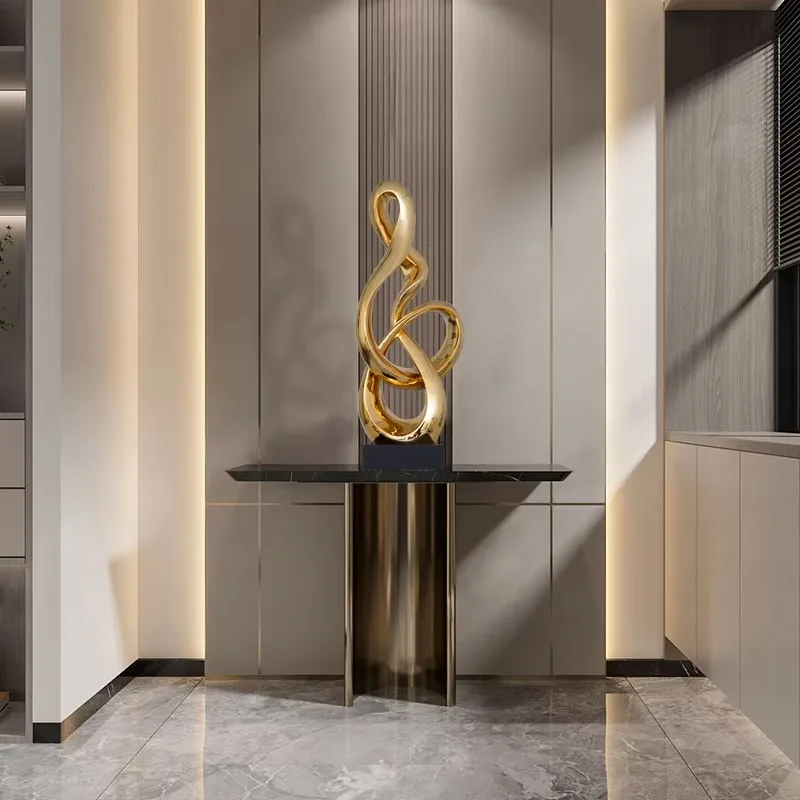 2026 bstract Twisted Loop Sculpture Ornament Solid Gloss Surface Home Living Room Floor Art Decor Square Solid Block Base