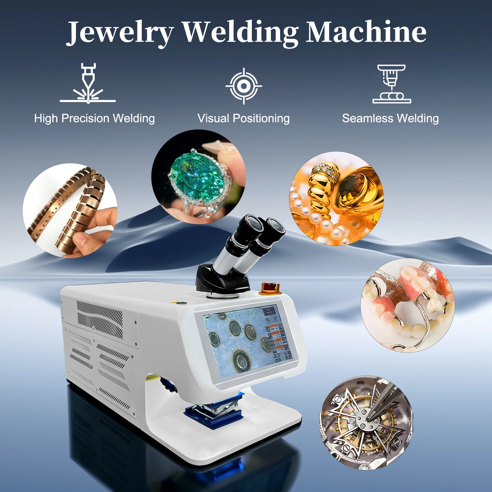 Jewelry Tool 200W Welder Machine Desktop Jewelry Welding Machine High Precision Touch Screen Jewelry Repair Equipment Gold Silver Welding Tool