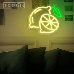Lemon LED Neon Sign USB Powered Wall Hanging Night Light Decor for Bedroom Party Drink Shop Bar Fruit Shop Kitchen KTV Neon Sign