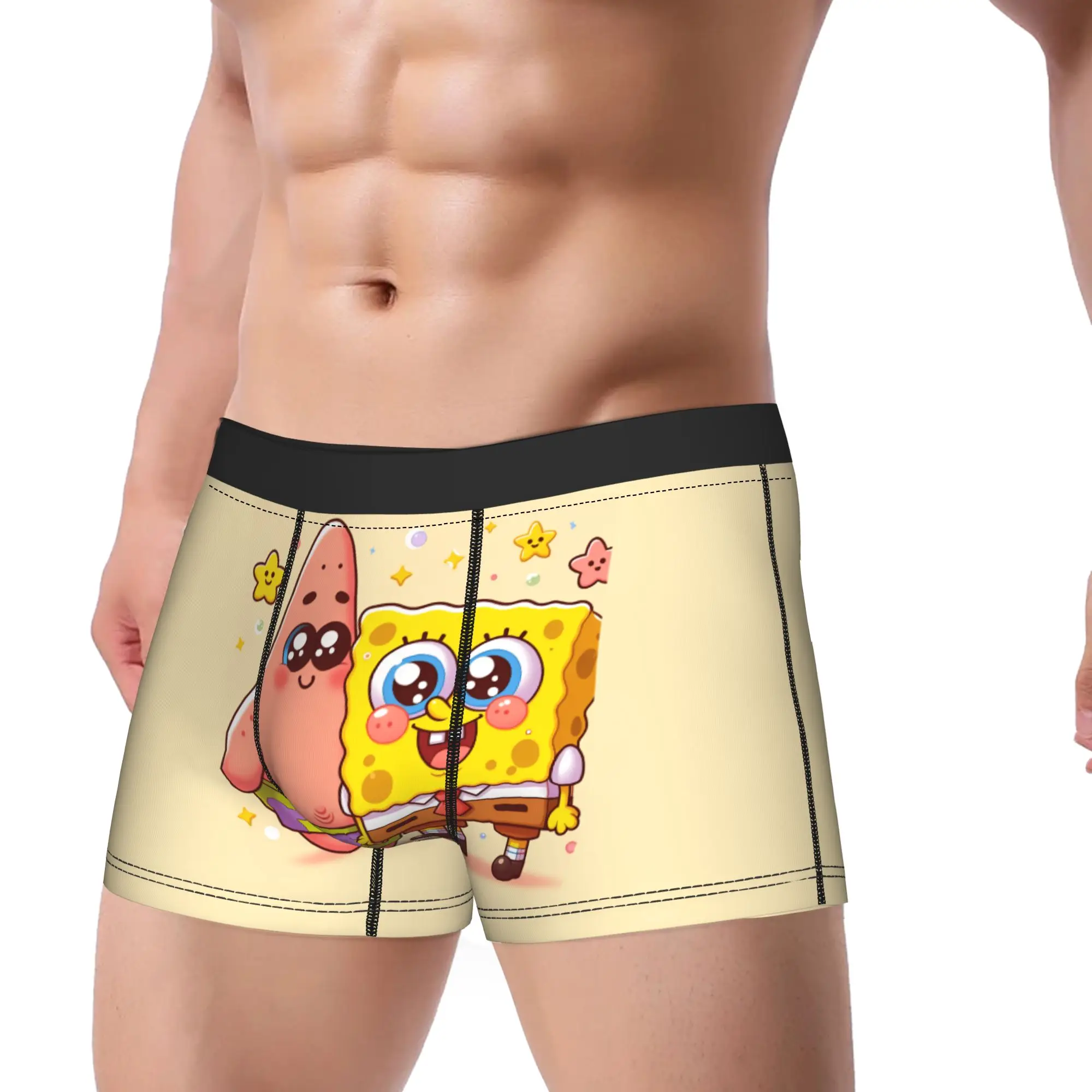 Spongebobed Cartoon  Underwear  Customs Boxershorts Trenky Male Panties Elastic Boxer Brief Birthday Gift