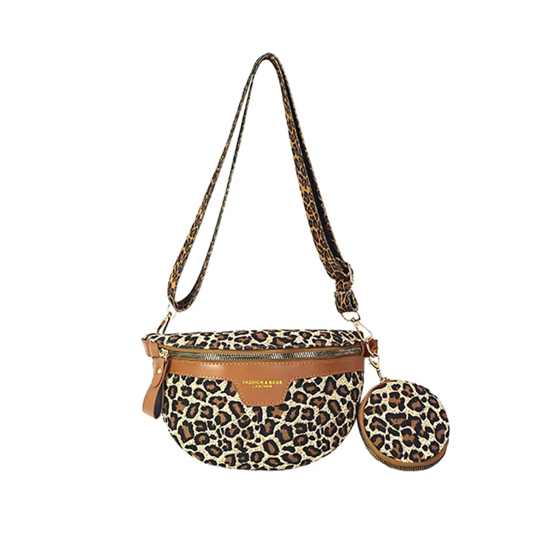 Retro Leopard Print Shoulder Crossbody Bag Casual Chest Pack Coin Purse New PU Woman Fanny Pack Fashion Phone Bag Lady Waist Bag