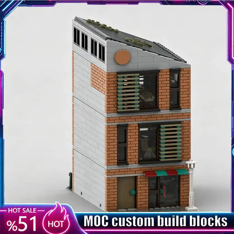 1888PCS Urban Downtown Scene Compact Brick Lofts MOC Model Building Blocks DIY Educational Toy Birthday Collection Display Gift