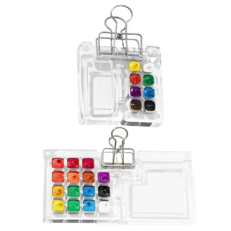 Watercolor Paint Palette Case Multi-compartment Acrylic Tray Travel Watercolor Tray Palette for Traveling Outdoor Home Offices