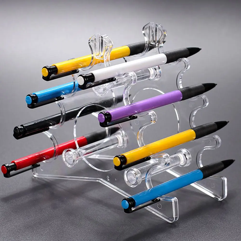 Acrylic Pen Holder Display Stand Transparent Black Display Stand 6/12-Slots Makeup Brush Rack Ballpoint Pen Organizer Kids Gift