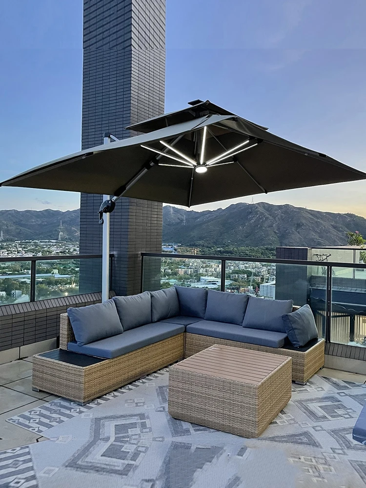 

Outdoor rattan sofa courtyard leisure outdoor balcony rattan chair sunscreen waterproof sun room rattan sofa combination furnitu
