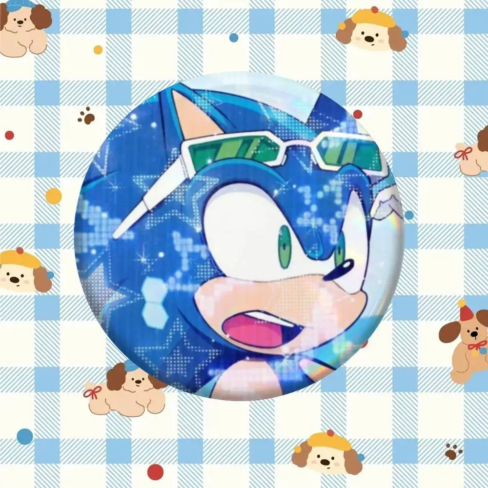 S-SupersonicS-s-SonicS-Game   Badge Tinplate Meme Round Brooch for Hat Bag Creative Lapel Jewelry Accessories Gifts