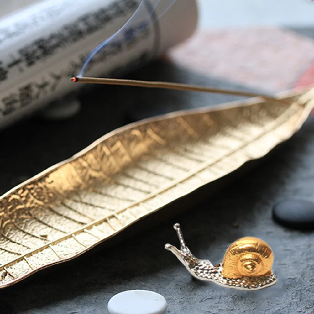 

Bodhi Leaf Incense Burner Set Zinc Alloy Leaf Grain Burner Plate Gold Silver Snail Rack Aroma Therapy Relaxing Decor for Home