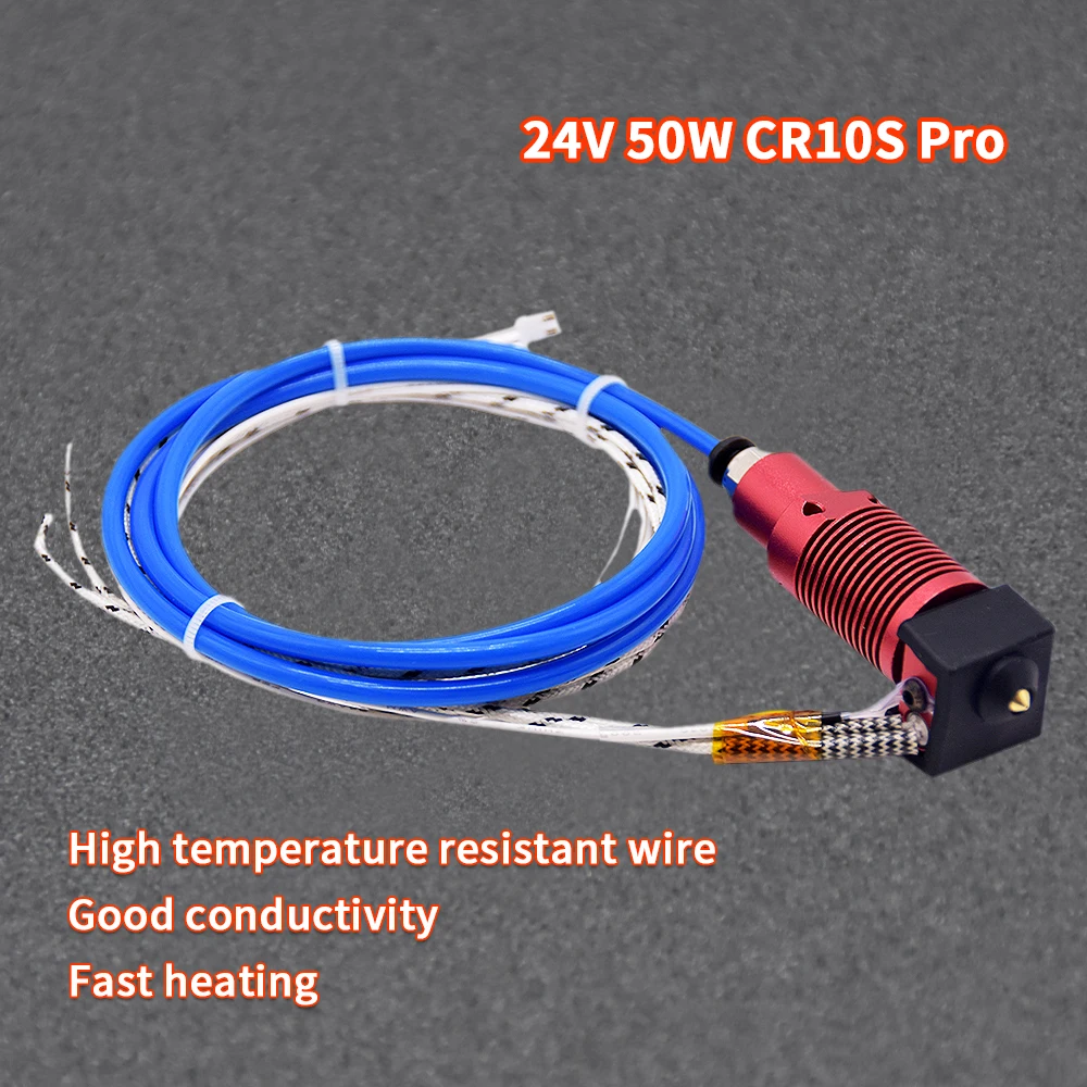 Creativity 50W 24V New CR10S PRO Extruder Hotend Kit Aluminum Block with Heater Thermistor for Ender3 CR10S Pro 3D Printer Part