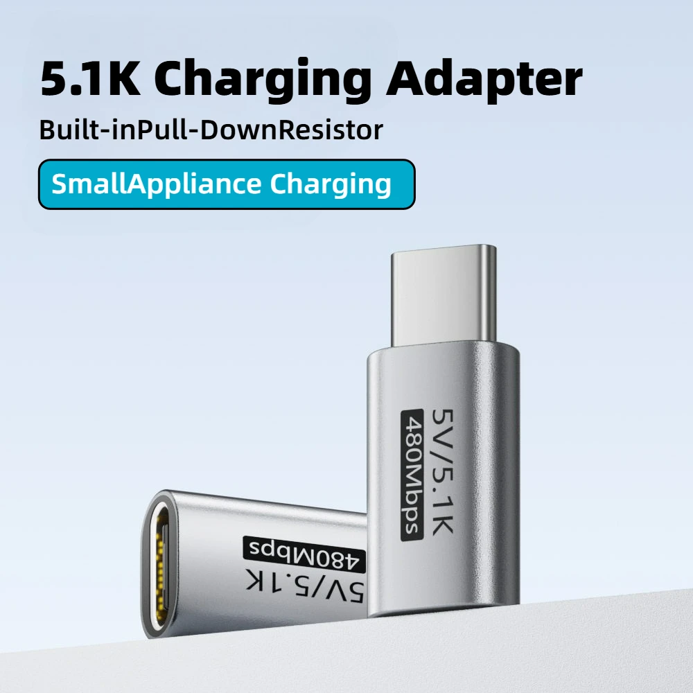 5V 5,1k Ohm Widerstands-Ladeadapter USB-C-Stecker auf USB-C-Buchse für Rasierer, Trimmer, Kopfhörer, Lüfter, Elektroschrauber