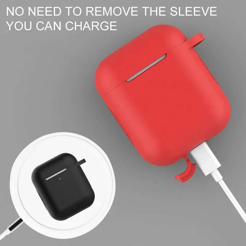 Silicone Cases For Airpods 1/2 Luxury Wireless Earphone Protective Cover Anti-drop Housing For With Hook Headphone Accessories