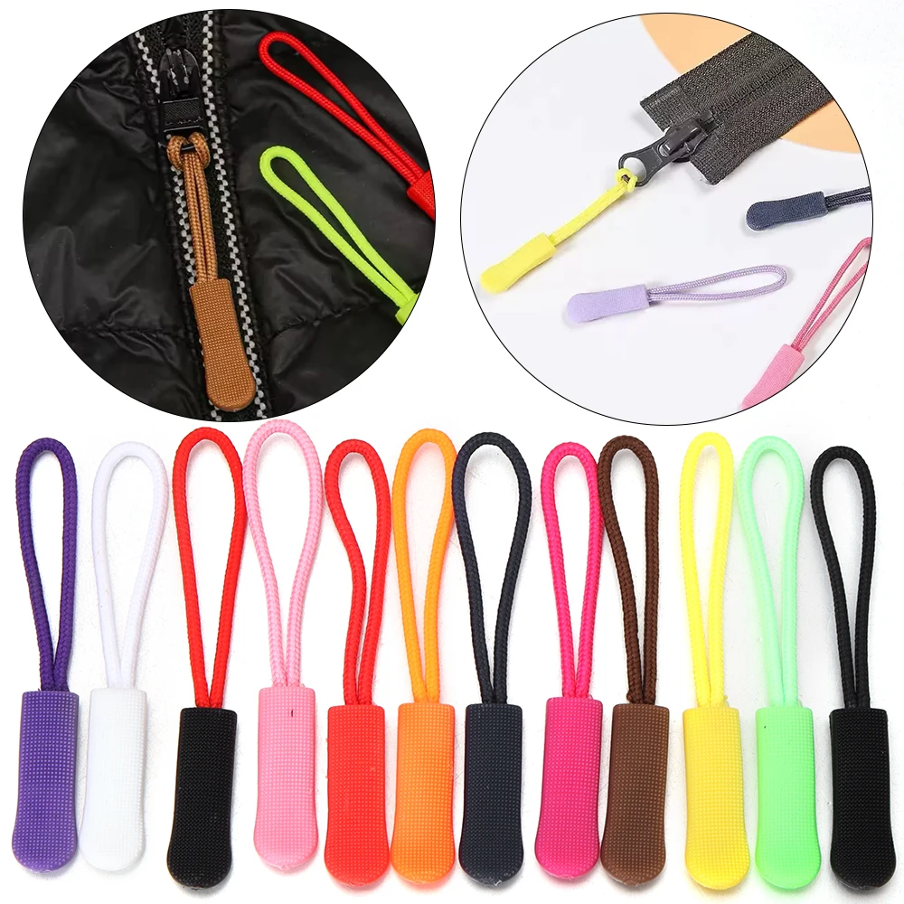 20pcs/lot Universal Colorful Plastic Zipper Pull Puller End Fit Rope Tag Fixer Zip Cord Tab Travel Bag Suitcase Tent Backpack