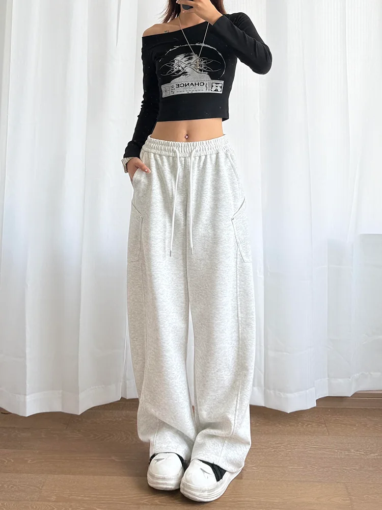 

Американские широкие брюки с высокой талией для мужчин и женщин, свободные повседневные свободные брюки с эффектом похудения