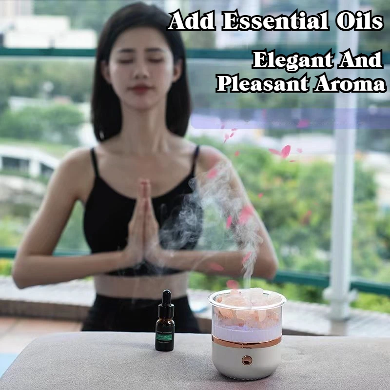 Salt Stone Aroma Diffuser with Multi-Color LED Light Essential Oil Humidifier for Home and Car Air Freshening