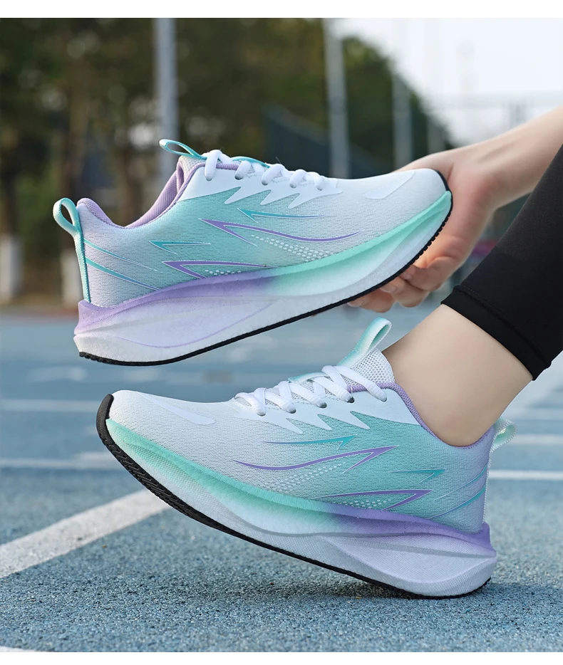 Atmungsaktive Damen-Laufschuhe, modische, lässige Schnür-Sneaker, weiß, leicht, bequem, für Outdoor-Sportarten – Detail 12