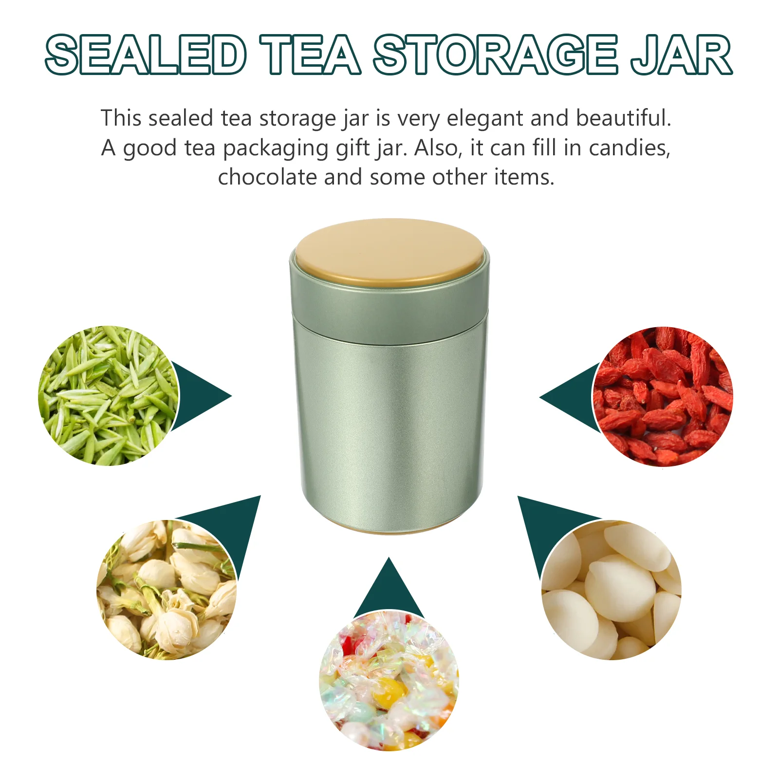 Tinplate Tea Candy Jars with Lids Coffee Bean Storage Tank Multipurpose Delicate Canister Sealed Holder Airtight