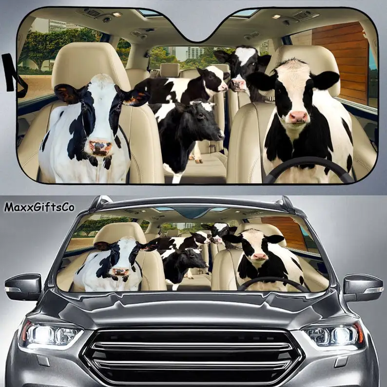 

Dairy cow Car Sun Shade, Dairy cow Windshield, Family Sunshade, Dairy cow Car Accessories, Car Decoration, Gift For Dad, Mom