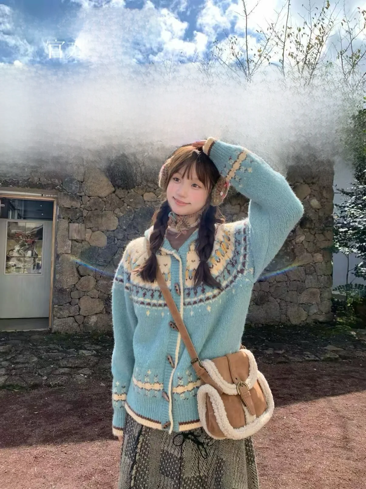 

Adorable Student Plu Bag Women's Retro Sle Crossbody Bag eepskin Simulation Single oulder Diagonal Bag Faionable Al...