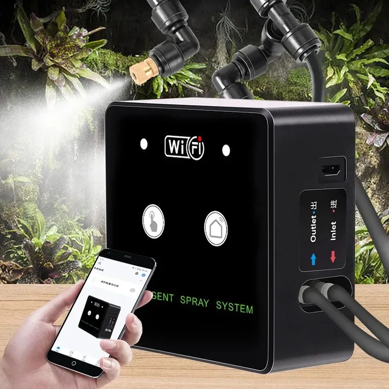 Rainforest Sprayer WiFi Control Automatic Mist Rainforest Timing Spray System Kit Irrigation Timer Reptile Sprayer Humidifier