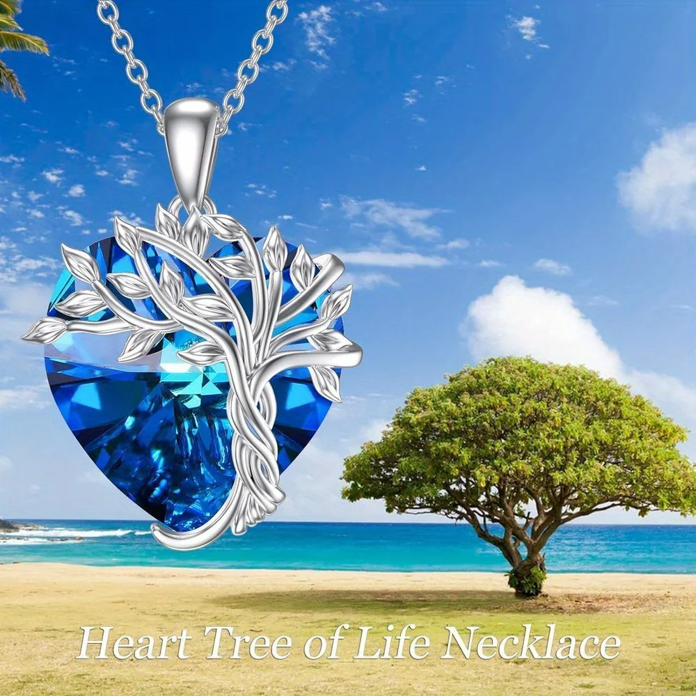 Tree Of Life Pendant NecklaceArtificial Crysta,Cool Party Jewelry,Christmas Halloween GiftValentine's Day Gift ForFamily Friends