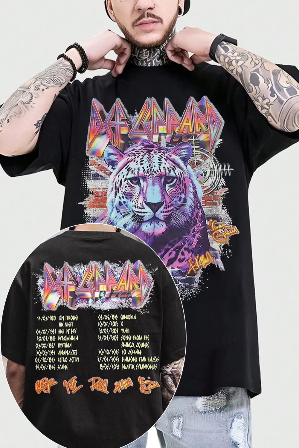 Camiseta de moda de la banda Def Leppard, camisetas de algodón para hombre y mujer, ropa informal de verano de manga corta con cuello redondo, camiseta holgada de tendencia Unisex
