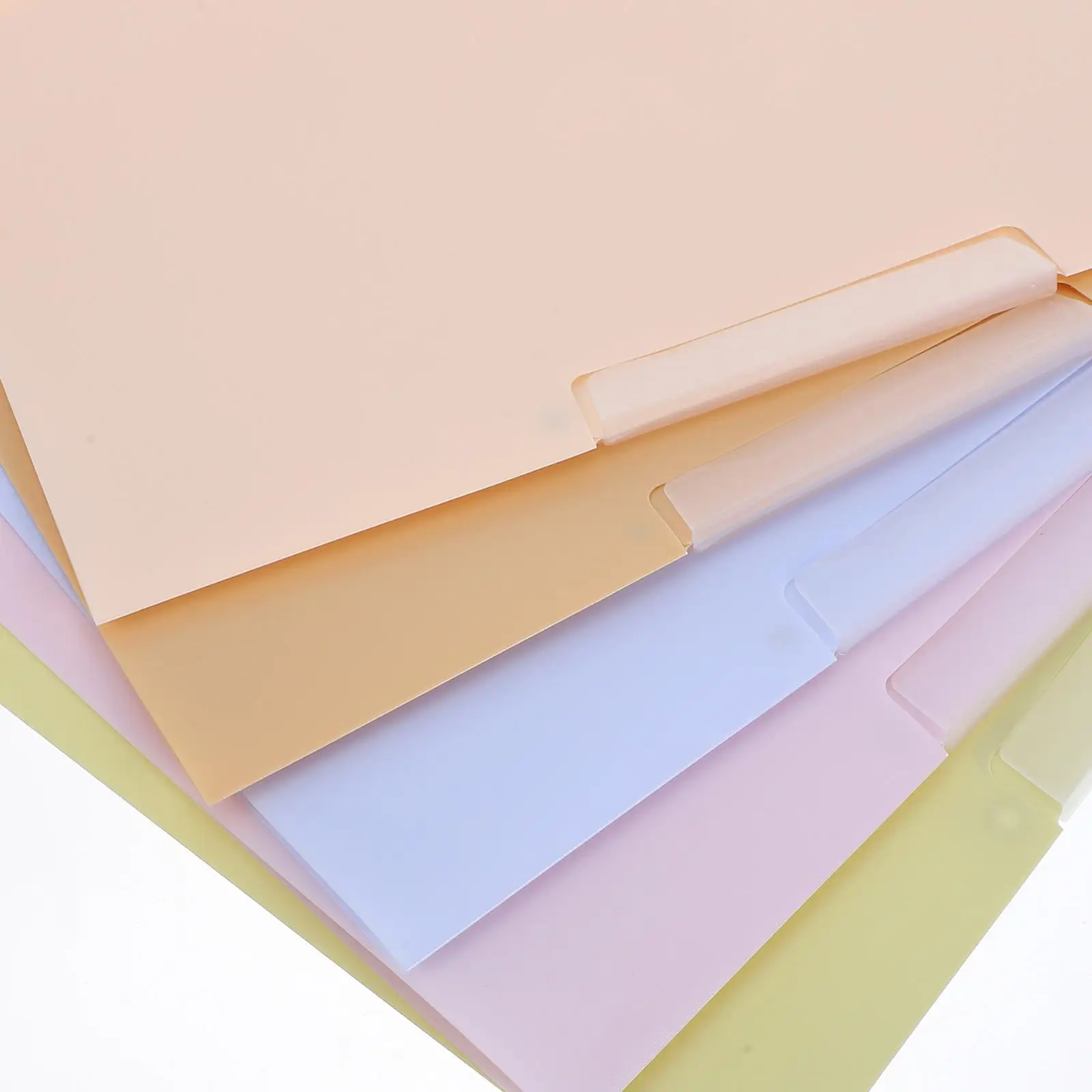 Cartella da 5 pezzi Cartelle colorate Libri Rack File in plastica trasparente con clip altalena Studente