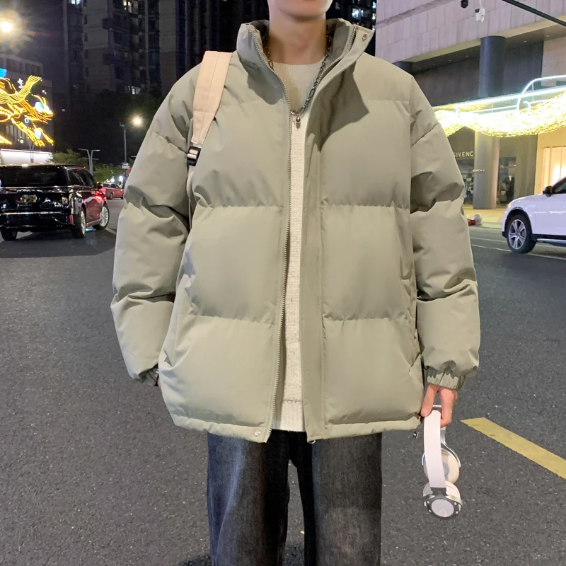 Jaqueta masculina de algodão inchado de inverno, à prova de vento, quente, resistente a arranhões, casaco acolchoado para uso de rua, passeios na cidade e passeios diários