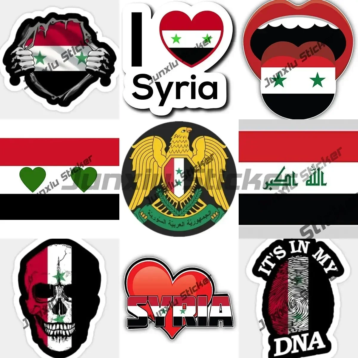 

Syria Ripping Revealing Flag Sticker Coat of Arms of Syrian Decals Waterproof Sticker for Cars Laptop Book Fridge Accessories