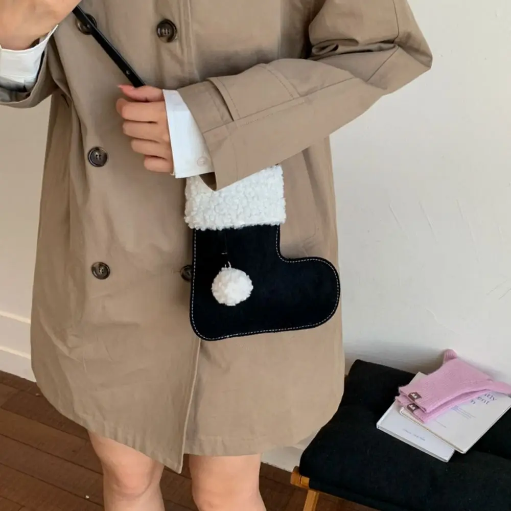 Простая замшевая сумка через плечо в корейском стиле, пушистая сумка из овечьей шерсти, легкая дорожная плюшевая сумка для ботинок, женская