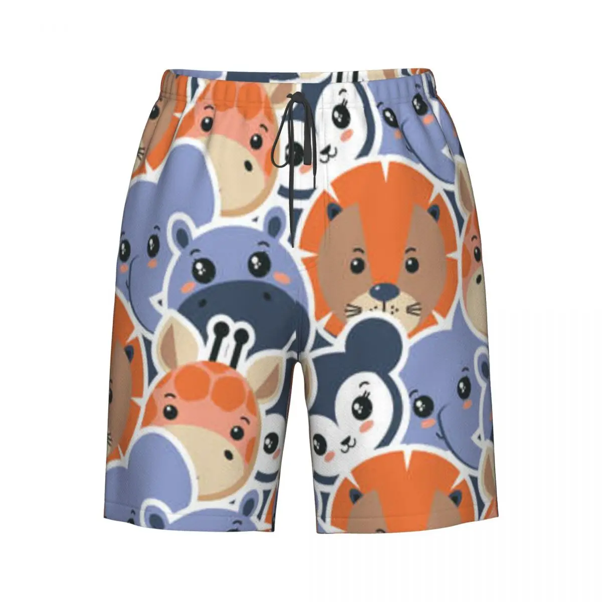 

Men's Swim Trunk Cute African Animal Faces Quick Dry Beach Shorts with Pockets Beach Pants Swimsuit