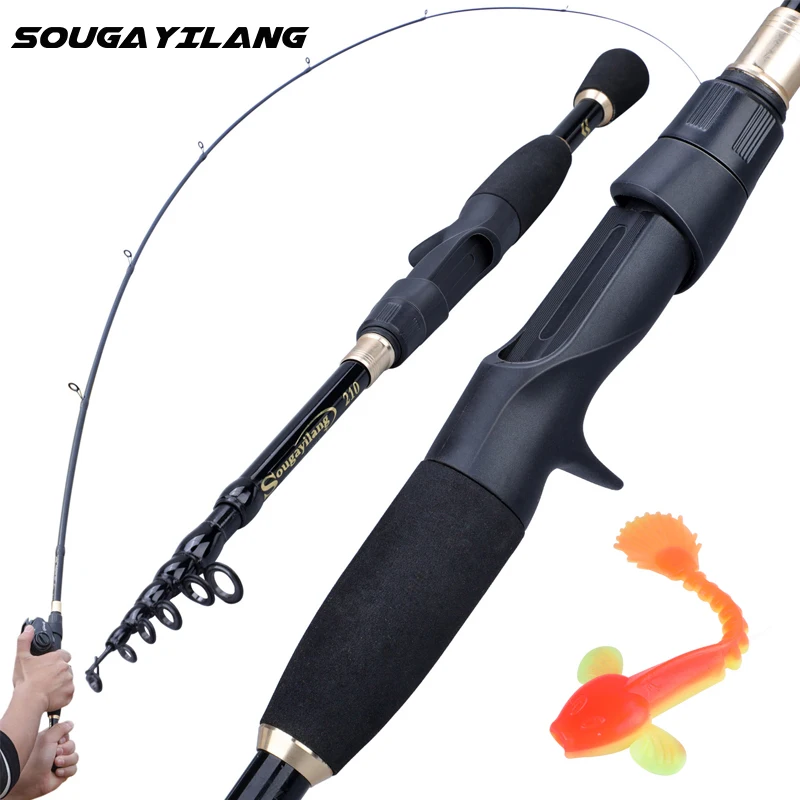 Sougayilang 1.8-2.4m Telescopic Fishing Rods Ultralight Weight Spinning Casting Carbon Pole Fishing Accessories  Caña De Pescar