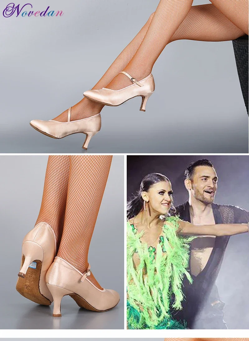 Tanz Frauen Standard Schuhe Satin High Heel Damen Ballroom Dance Schuhe Closed Toe Moderne Quickstep Foxtrot Walzer Tanz Schuhe – Detail 2
